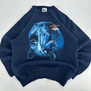 Vintage 1990s Pro Layer Broncos Sweatshirt Blue Woman’s size 18-20 Horse graphic